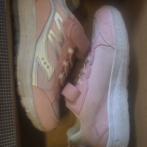 Saucony Pink and White Retro Sneakers